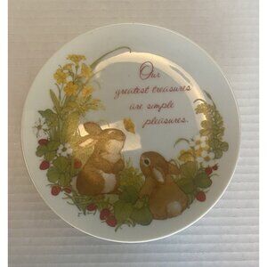 Gibson Bunny Rabbit Strawberry Plate Greatest Treasures Are Simple Pleasures